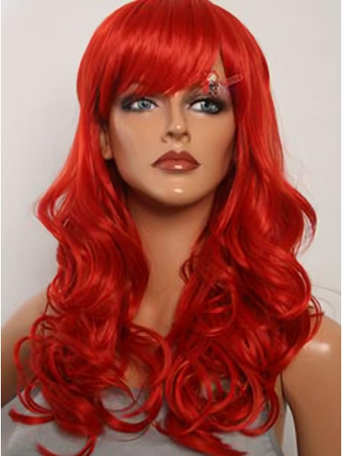 20 Inches Long Wavy Elegent Lace Front Red Synthetic Wigs