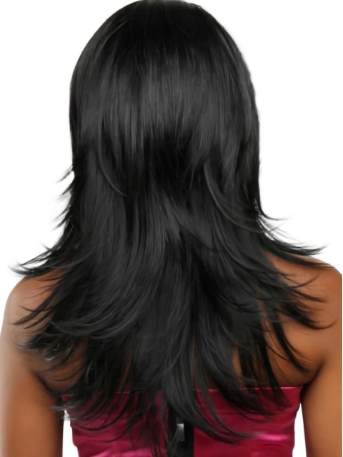 Graceful Black Wavy Long Glueless Lace Front Wigs