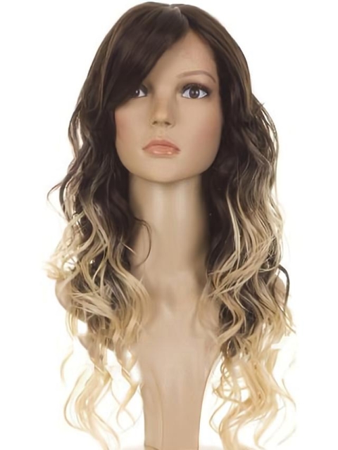 New Arrival 24 Inch long Wavy Style Lace Front 100% Remy Hair Ombre Wigs