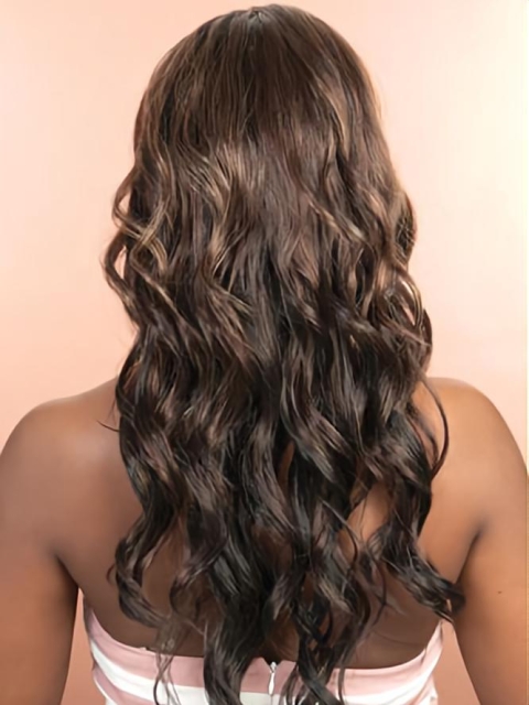 Brown Layered Wavy Gentle African American Wigs