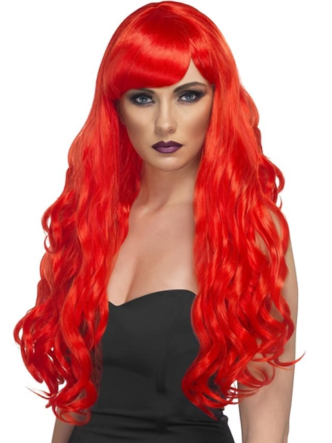 Sexy 24 Inches Long Wavy Lace Front Red Synthetic Wigs