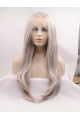 Long Wavy Without Bangs Grey Lace Front 25" Synthetic Wigs