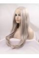 Long Wavy Without Bangs Grey Lace Front 25" Synthetic Wigs