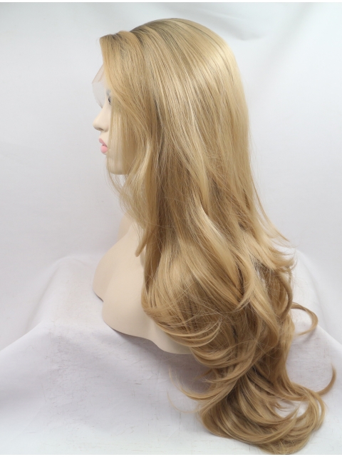 Long Blonde Layered 27" Lace Front Wavy Synthetic Wigs