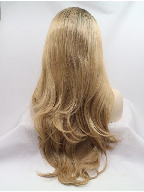 Long Blonde Layered 27" Lace Front Wavy Synthetic Wigs