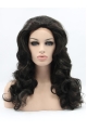 Shoulder Length Black Without Bangs 17" Lace Front Wavy Synthetic Wigs