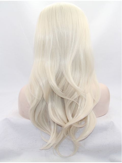 20" Wavy Blonde Layered Synthetic Lace Front Long Wigs