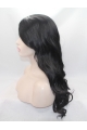 18" Wavy Black With Bangs Synthetic Lace Front Long Wigs