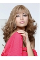 Monofilament Blonde 18" Curly Long With Bangs Human Hair Wig Products