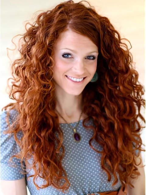 Long Curly Lace Front Copper Wigs 20 Inch