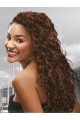 Sleek Auburn Curly Long Human Hair Full Lace Wigs