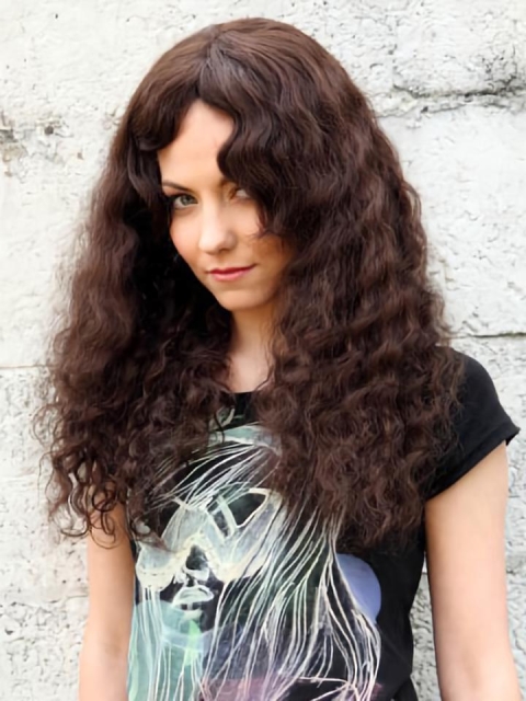 Soft Auburn Curly Long Human Hair Wigs