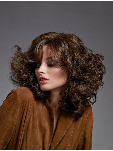 Fabulous Brown Long Curly With Bangs Popular Wigs