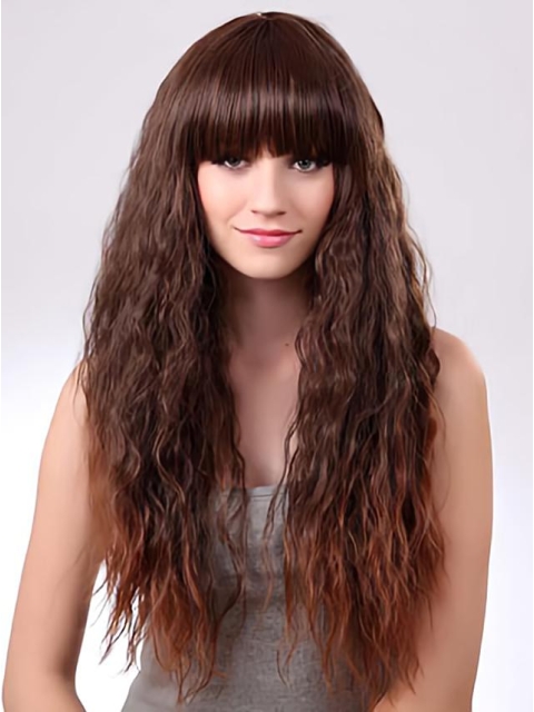 Remy Human Hair Long Fluffy Wavy Ombre Wigs