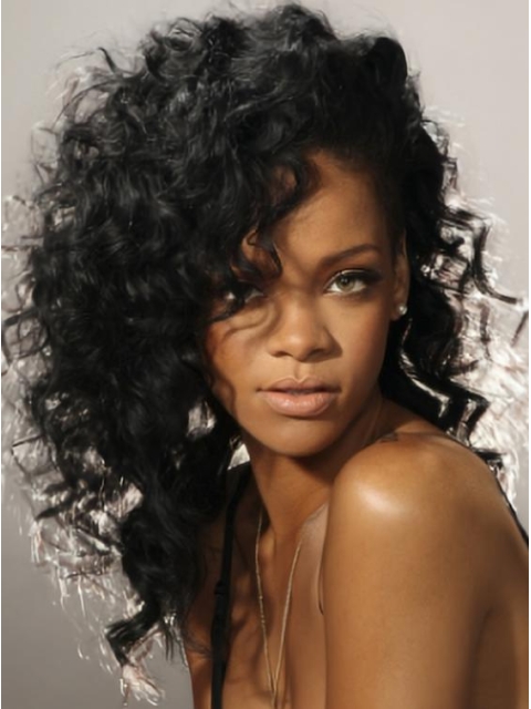 Rihanna 100% Human Remy Hair Long Loose Curl Lace Front Wig 16 Inches