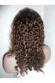 Tempting Brown Curly Long Human Hair Lace Front Wigs