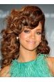 Rihanna Unique and Intriguing Long Voluminous Curly Lace Front Human Hair Wig 18 Inches