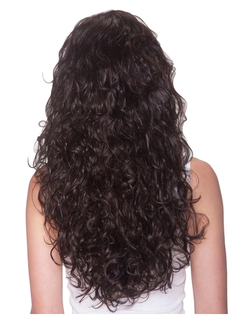 New Brown Curly Long Human Hair Wigs & Half Wigs