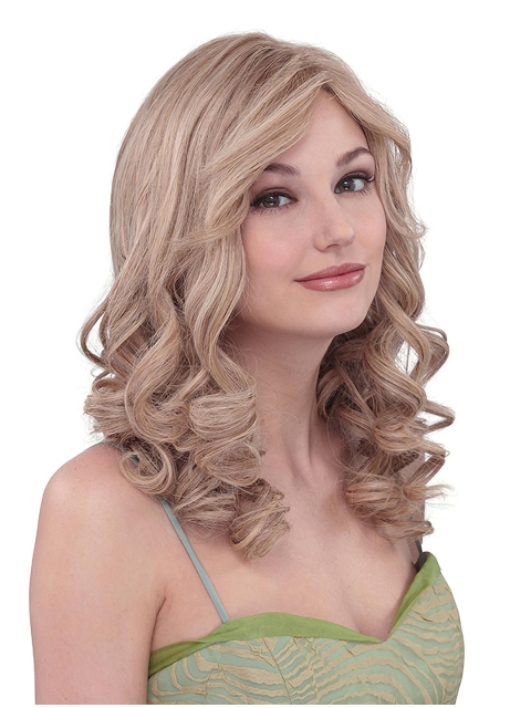 Fantastic Long Curly Blonde Without Bangs Fashional Wigs