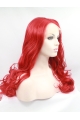 21" Curly Red Without Bangs Synthetic Lace Front Long Wigs