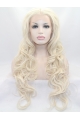 25" Curly Blonde Without Bangs Synthetic Lace Front Long Wigs