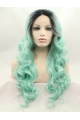 Without Bangs Ombre/2 Tone 26" Curly Long Lace Front Synthetic Wigs