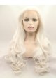 Without Bangs White 27" Curly Long Lace Front Synthetic Wigs