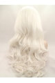 Without Bangs White 27" Curly Long Lace Front Synthetic Wigs