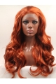 Without Bangs Orange 20" Curly Long Lace Front Synthetic Wigs