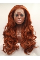 Without Bangs Orange 27" Curly Long Lace Front Synthetic Wigs