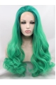 Synthetic Green 26" Curly Lace Front Without Bangs Long Wigs