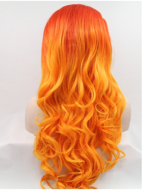 Synthetic Lace Front  Curly Ombre/2 Tone Without Bangs Long Women Wigs