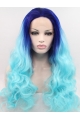 Synthetic Lace Front \Curly Ombre/2 Tone Layered Long Women Wigs