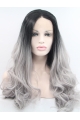 Synthetic Lace Front  Curly Ombre/2 Tone Without Bangs Long Women Wigs