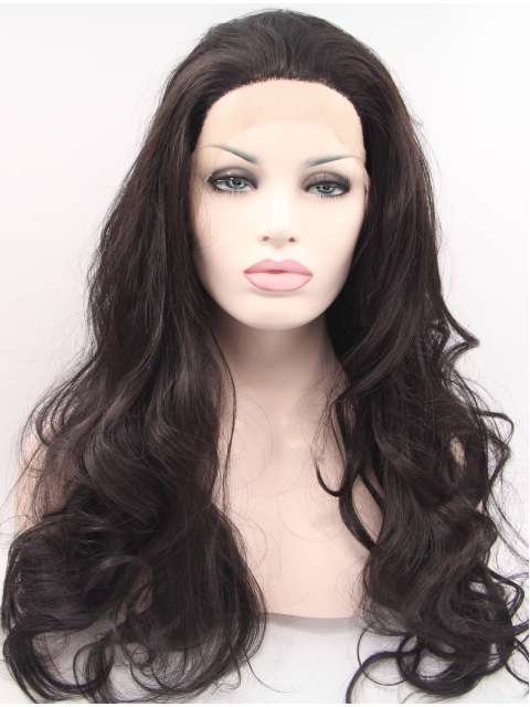 Synthetic Lace Front  Curly Black Without Bangs Long Women Wigs