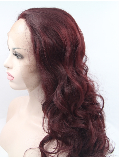 Synthetic Lace Front Curly Auburn Without Bangs Long  Women Wigs