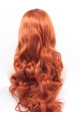 Curly Copper Without Bangs Synthetic Long Lace Front Women Wigs