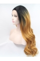  Curly Ombre/2 Tone Without Bangs Synthetic Long Lace Front Women Wigs