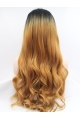  Curly Ombre/2 Tone Without Bangs Synthetic Long Lace Front Women Wigs