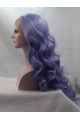 Curly Purple Without Bangs Synthetic Long Lace Front Women Wigs