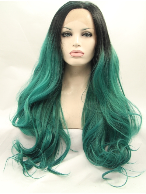 Beautiful Synthetic Curly Long Ombre/2 Tone Without Bangs  Lace Front Women Wigs