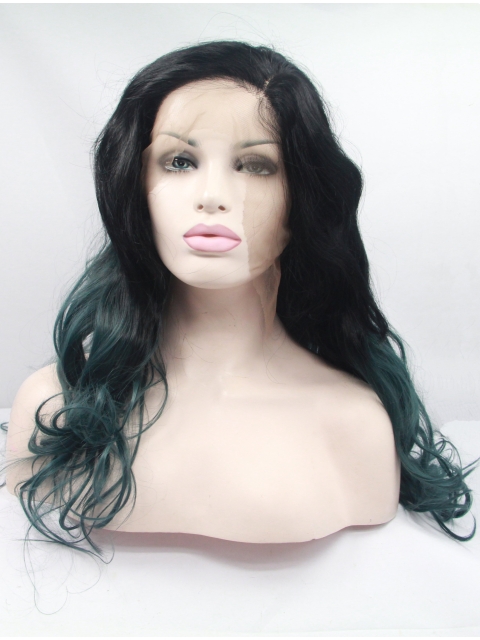 Synthetic Long Curly  Without Bangs Ombre/2 Tone Lace Front Wigs For Women