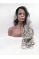  Curly Layered Ombre/2 Tone Long Lace Front Synthetic Women Wigs