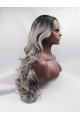  Curly Layered Ombre/2 Tone Long Lace Front Synthetic Women Wigs