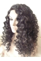   Curly Without Bangs Black Shoulder Length Lace Front Synthetic Women Wigs