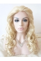  Curly Blonde Without Bangs Lace Front  Long Synthetic Women Wigs