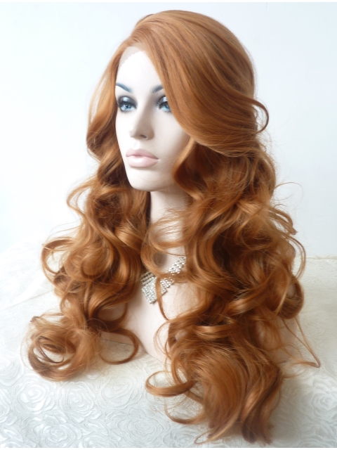 Without Bangs Curly Blonde Long Lace Front Synthetic Women Wigs