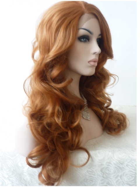 Without Bangs Curly Blonde Long Lace Front Synthetic Women Wigs