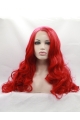  Curly Synthetic Red Without Bangs Long Lace Front Women Wigs