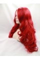  Curly Synthetic Red Without Bangs Long Lace Front Women Wigs